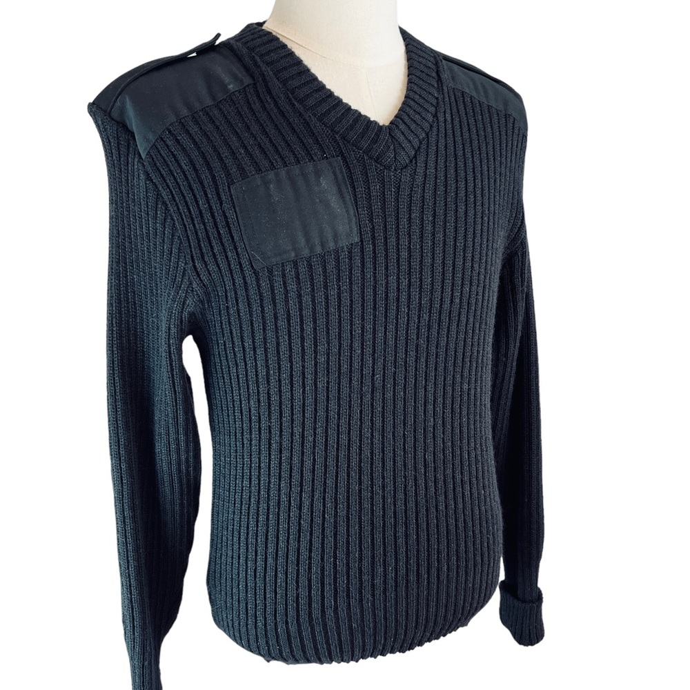 Vintage CITADEL‎ Wool Commando Sweater Black V-Neck British Military 40 England